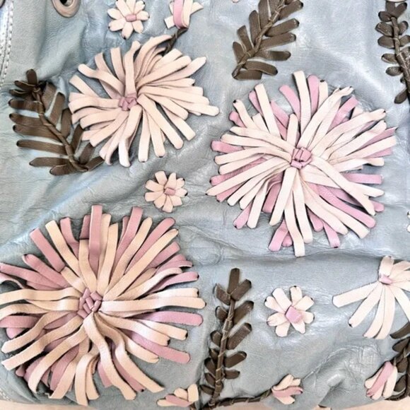 Firenze Bella Floral Leather Hobo Handbag - Picture 7 of 9